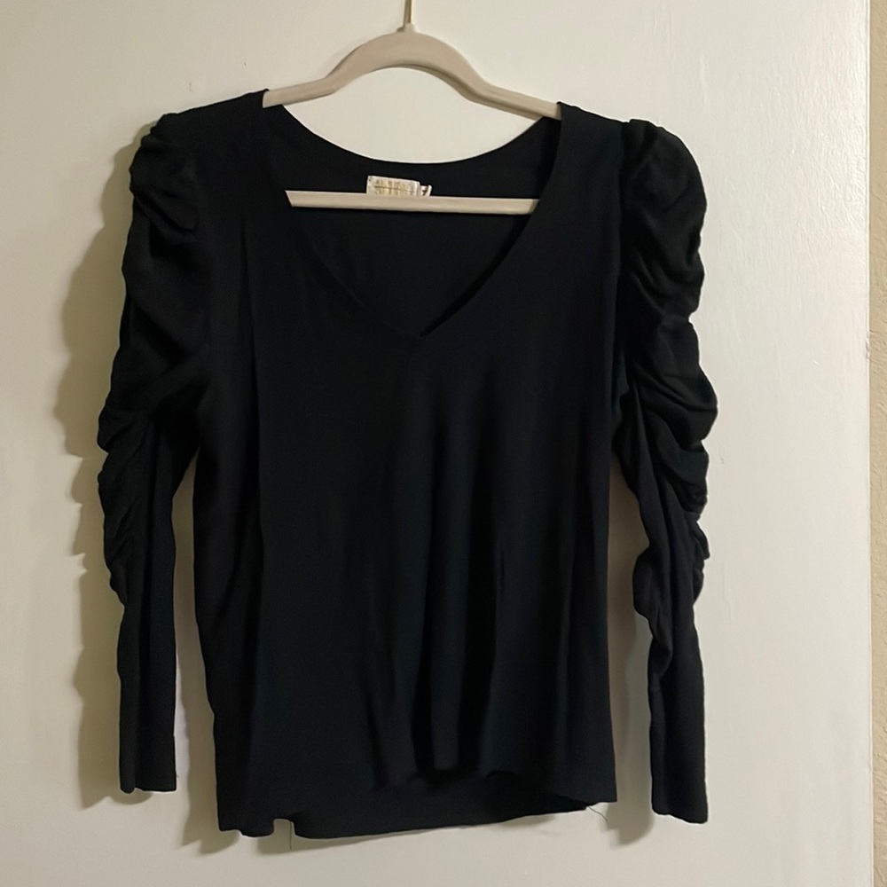 Black ruffle sleeve top